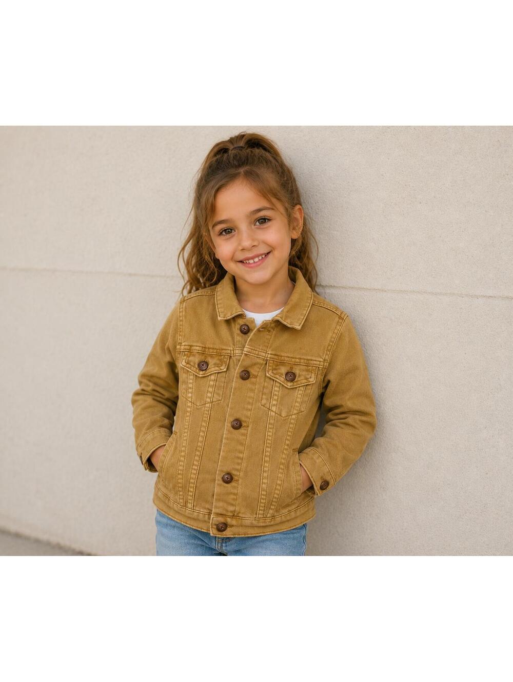 Kidpik Tan Twill Button Front Jacket Size 7/8
